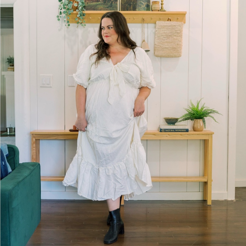 White Linen Style Dress
